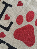 Cat or Dog Paw Print Burlap Garden Flag