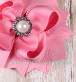 Pink Classic Hair Bow with Pearl Center
