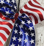 Fourth of July American Flag Cheer Bow, 4th of July