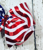 Patriotic Flag Hair Bow - XL Size - 6 Inches