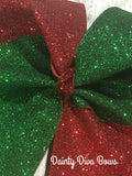 Christmas Red and Green Large Glitter Cheer Bow