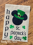 Disney Irish Mickey Mouse Burlap Garden Flag