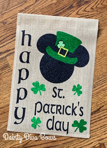 Disney Irish Mickey Mouse Burlap Garden Flag