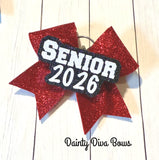 Senior 2026 Glitter Cheer Bow Keychains