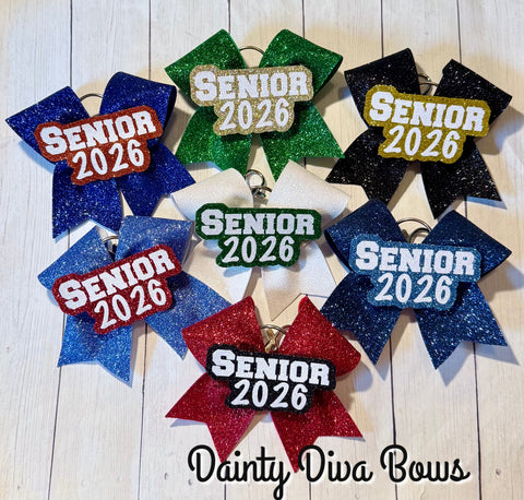 Senior 2026 Glitter Cheer Bow Keychains
