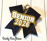 Senior 2026 Glitter Cheer Bow Keychains