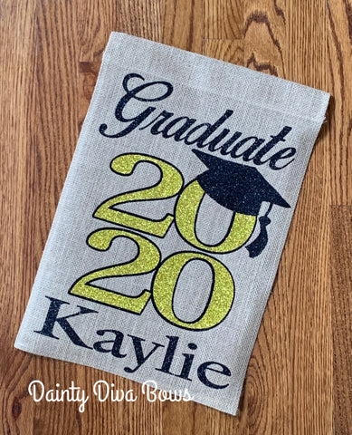 Graduation Burlap Garden Flag