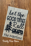 Personalized Camping Burlap Garden Flag, Motorhome, RV, Fifth Wheel Camper, Camping Welcome Flag