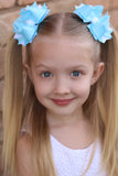 Light Blue Boutique Hair Bow with Pearl Center