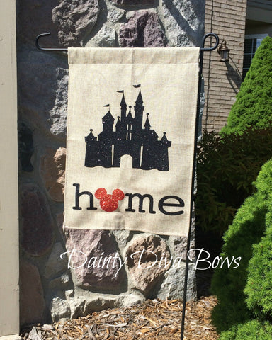 Disney Castle Burlap Garden Flag