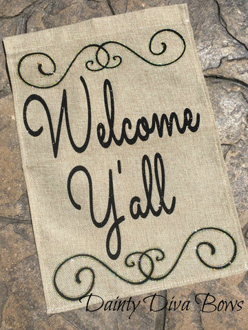 Welcome Y'all Burlap Garden Flag