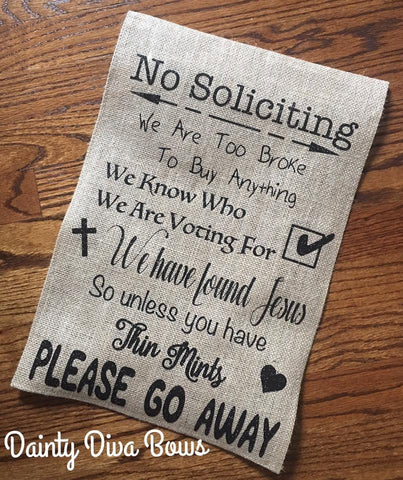 No Soliciting Burlap Garden Flag