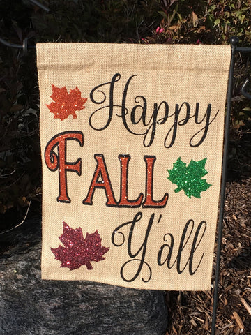 Happy Fall Y'all Burlap Garden Flag