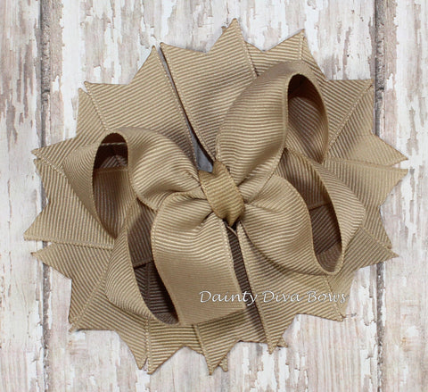 Khaki Classic Hair Bow