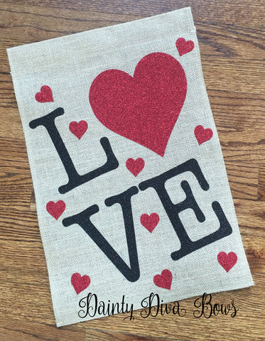 Valentine's Day Burlap Garden Flag