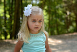 White Classic Hair Bow with Pearl Center