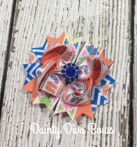 Summer Flip Flop Print Hair Bow