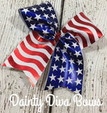 Fourth of July American Flag Cheer Bow, 4th of July