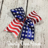 Fourth of July American Flag Cheer Bow, 4th of July