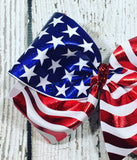 Patriotic Flag Hair Bow - XL Size - 6 Inches