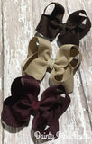 SET OF THREE, 3 Inch Hair Bows - Khaki, Burgundy and Brown Set