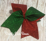 Christmas Red and Green Large Glitter Cheer Bow