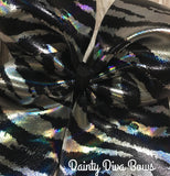 Silver and Black Zebra Cheer Bow