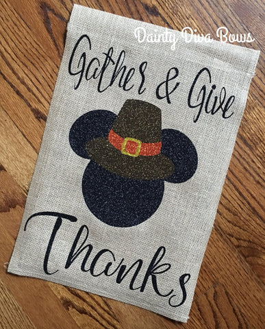 Disney Thanksgiving Burlap Garden Flag