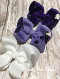 SET OF THREE, 3 Inch Hair Bows - Purple Set