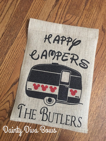 Disney Camping Burlap Garden Flag