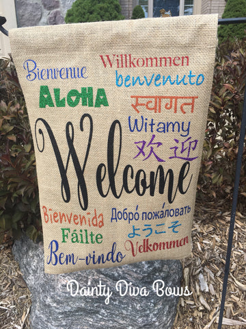 Multi-Language Welcome Garden Flag