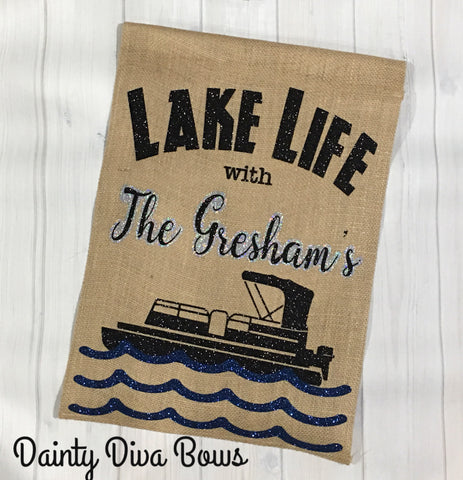 Lake Life Burlap Garden Flag