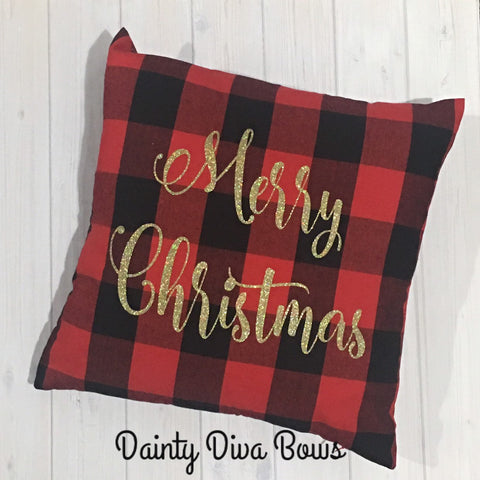Buffalo Plaid Christmas Thrown Pillow Cover - 18x18