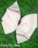 Baseball Hair Bow with Glitter Accents