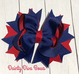 Back to School Hair Bows - Private School - Navy Bows - Khaki Bows