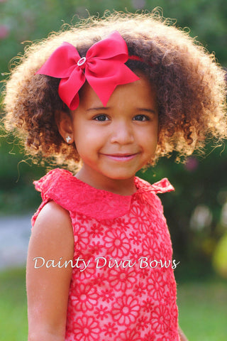 Pinwheel Headband - Girls Headband - Toddler Headband - Pinwheel Hairbow - Large Pinwheel Bow - Ribbon Wrapped Headband - Skinny Headband