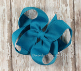 Solid Boutique Hair Bow - MEDIUM SIZE - 3.5 Inch Bow - 30 Colors