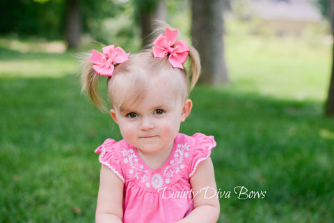 PAIR Small Pinwheel Hair Bows - 30 Colors